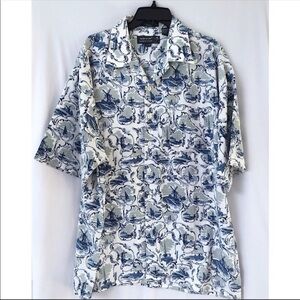 Novin Direct. Blue Boats Hawaiian Poly Shirt XL